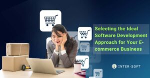 Empresario de comercio electrónico en software personalizado para portátiles