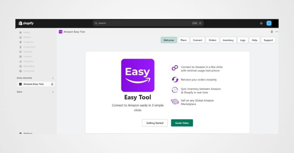 Easy Tool welcome page 